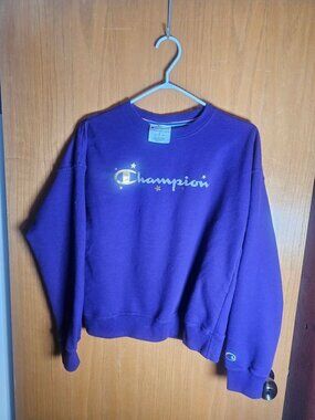 Champion Purple Crewneck Sweatshirt with Gold Logo
